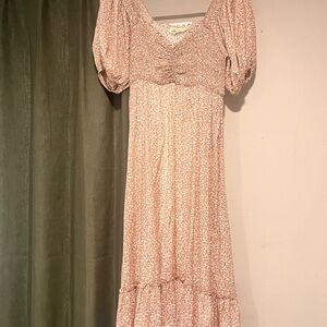 Millibon Pink Puff Sleeve Sundress for Wedding Guests